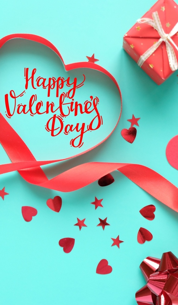 Подарки на день Святого Валентина на голубом фоне