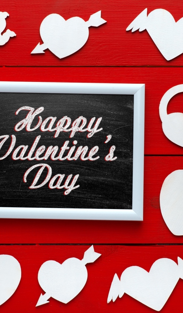 Красная открытка с сердечками на день влюбленных