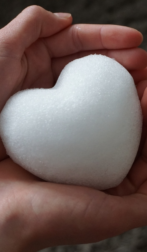 Холодное снежное сердце в ладонях