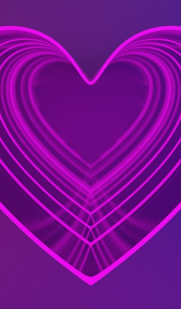 Розовое сердце на фиолетовом фоне