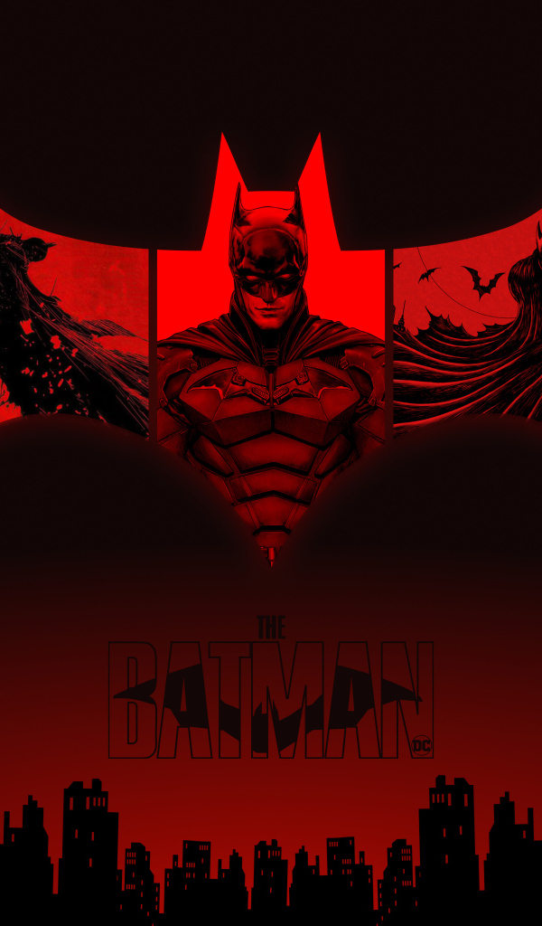Логотип фильма Бэтмен на красном фоне