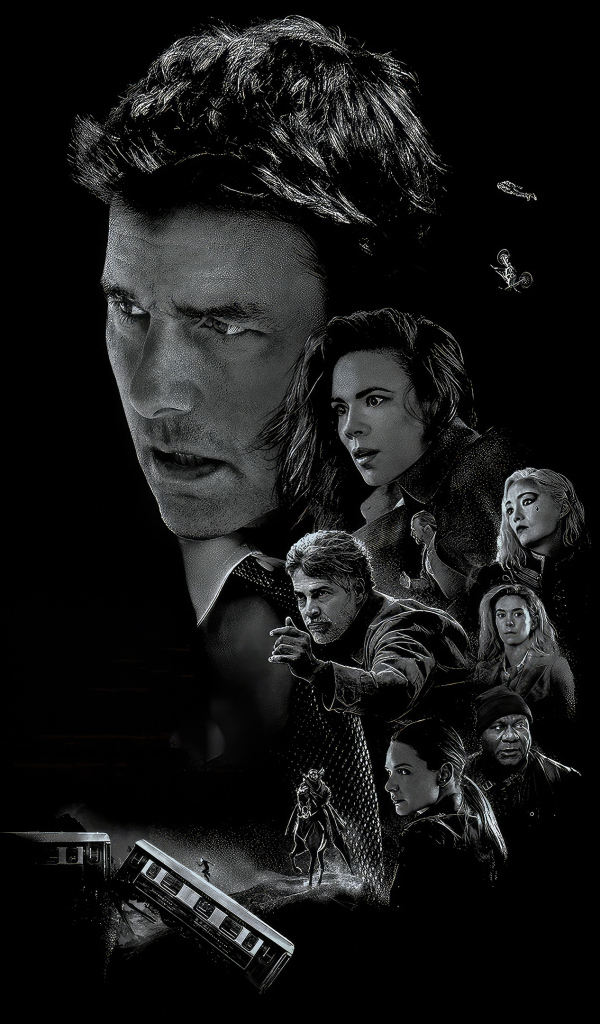 Черно-белый постер фильма Миссия невыполнима: Смертельная расплата. Часть 1