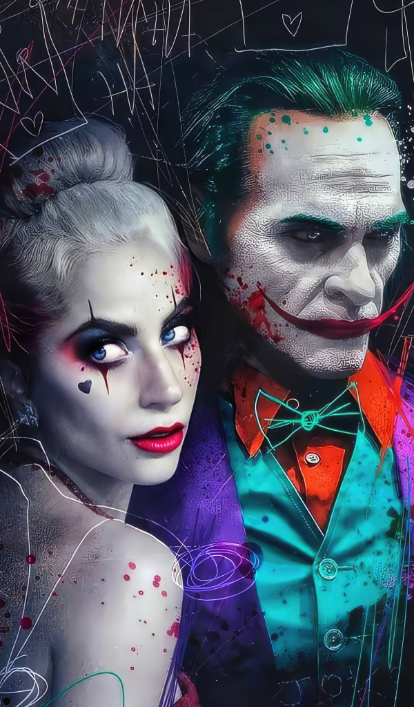 Нарисованные Харли Квин и Джокер