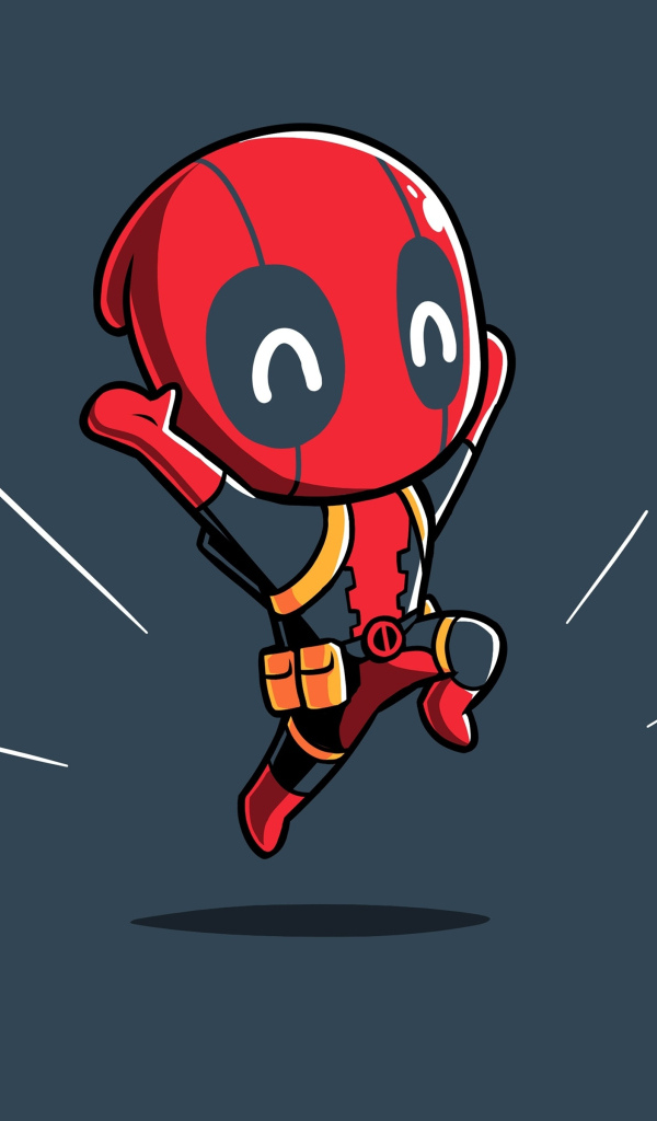 Нарисованный маленький Дэдпул на черном фоне