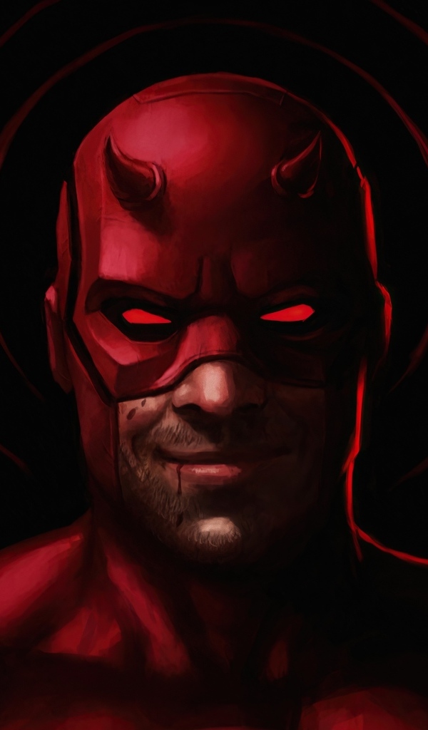 Фантастический персонаж Сорвиголова на черном фоне