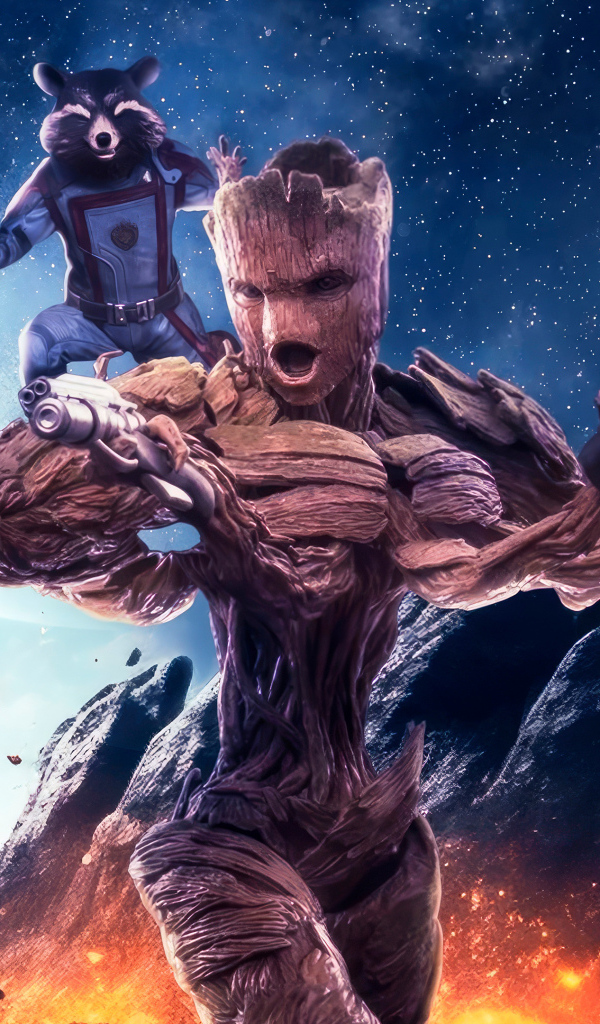 Грут и Ракета в фильме Стражи Галактики. Часть 3