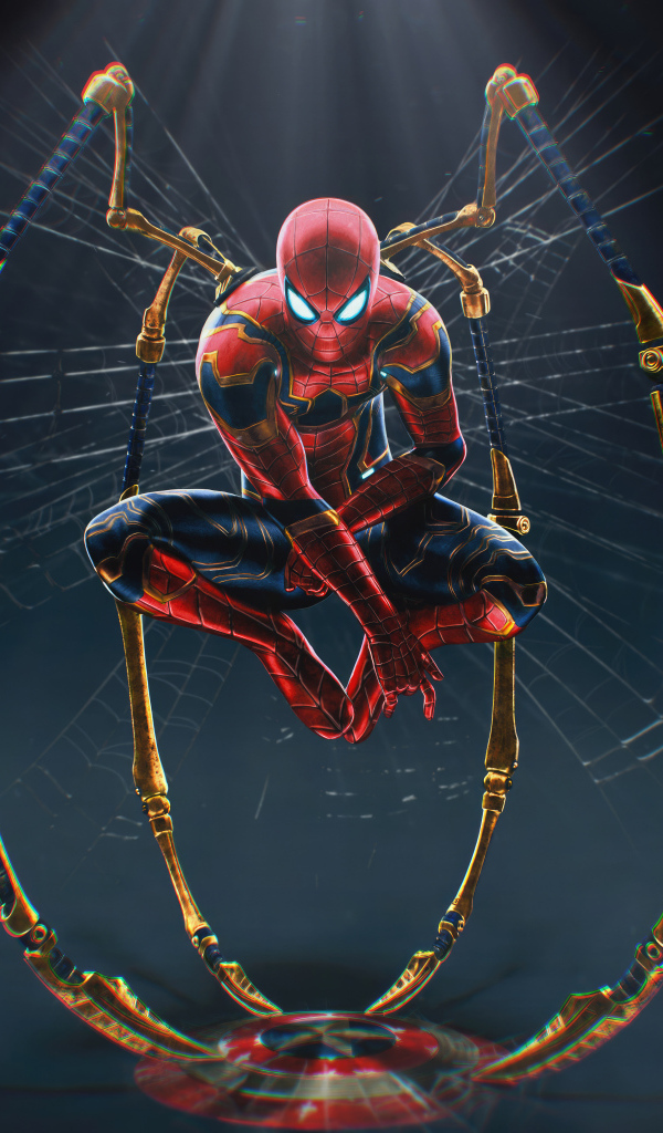 Нарисованный человек паук на черном фоне