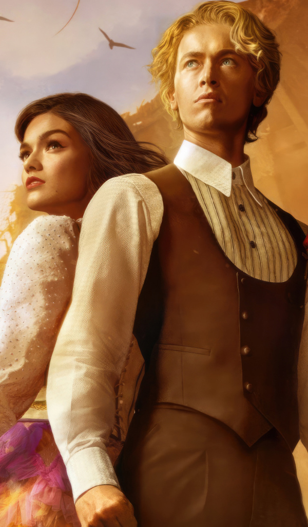 Постер с главными персонажами фильма  Голодные игры: Баллада о змеях и певчих птицах, 2023