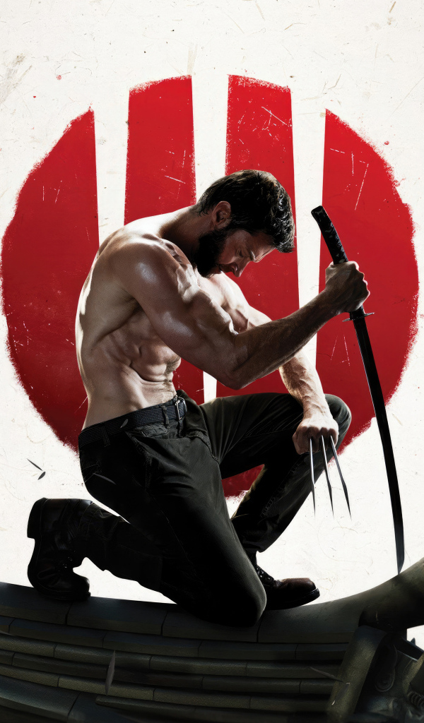 Супергерой Росомаха с самурайским мечом