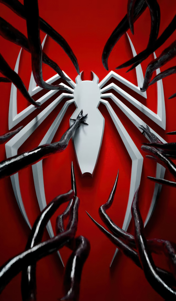 Белый логотип человека паука опутывает веном