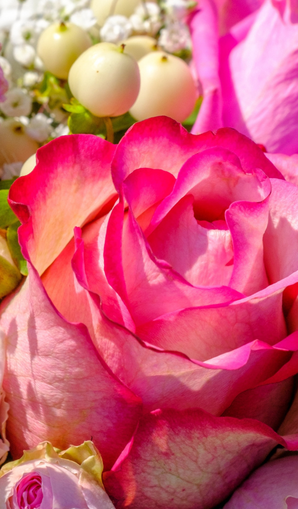 Букет красивых разных розовых цветов