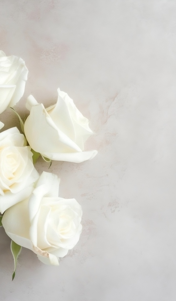 Букет белых роз на сером фоне