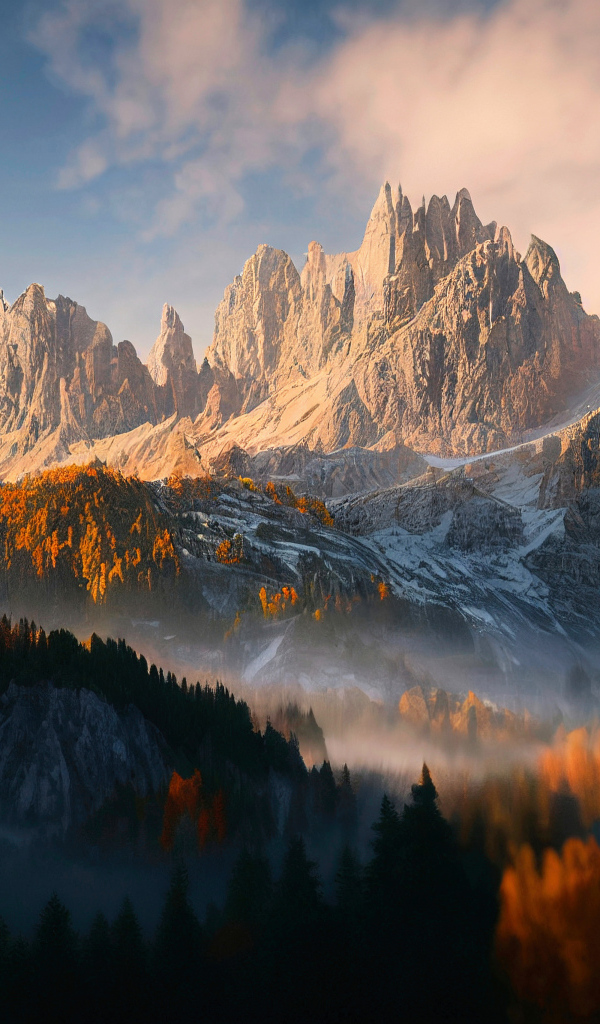 Красивый горный пейзаж в лучах солнца