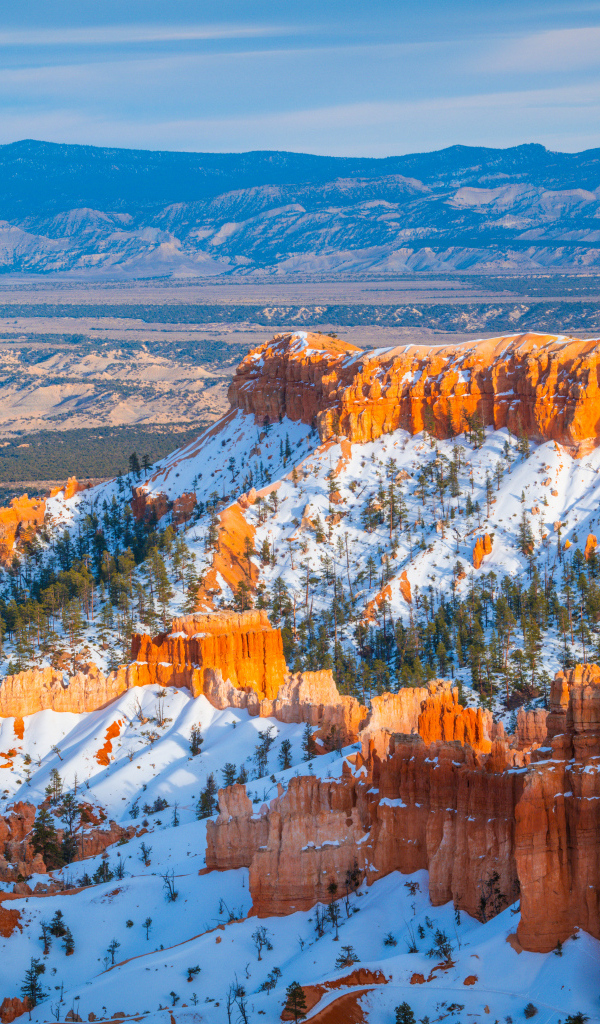 Красивый вид на заснеженный каньон