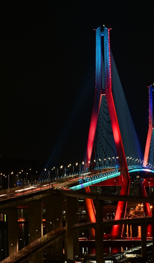 Красивый большой мост через реку