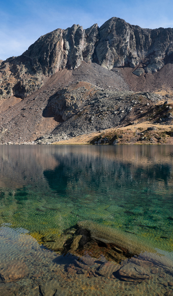 Прозрачная вода в карьере у гор