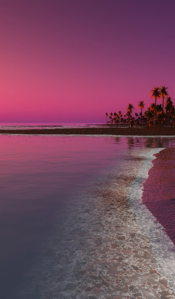 Тихий розовый вечер над морем