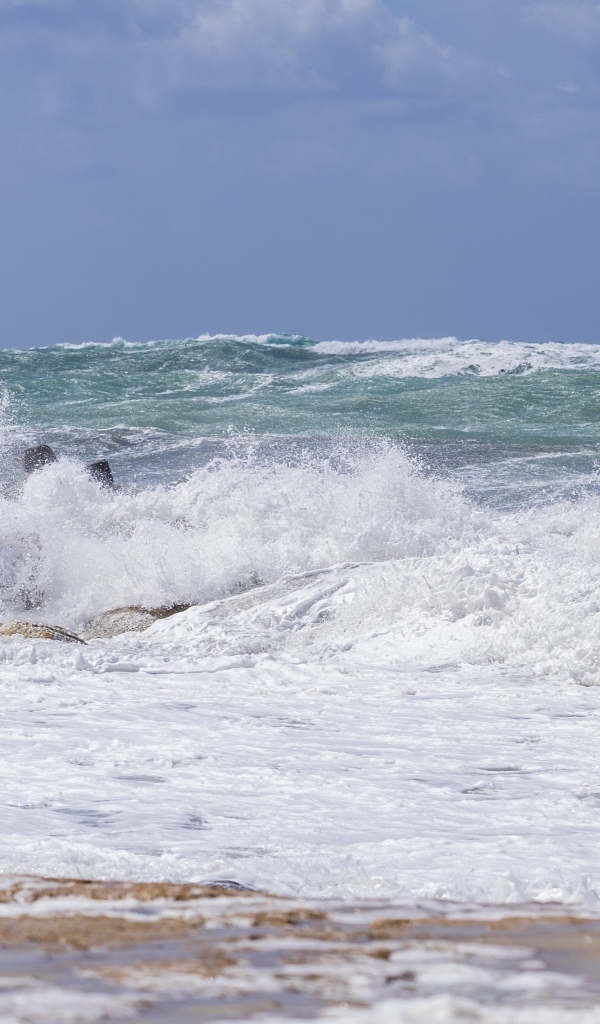 Белая морская пена на берегу моря