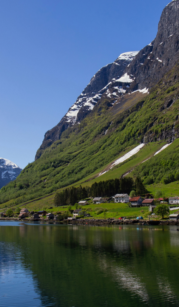 Красивый вид на фьорд под голубым небом