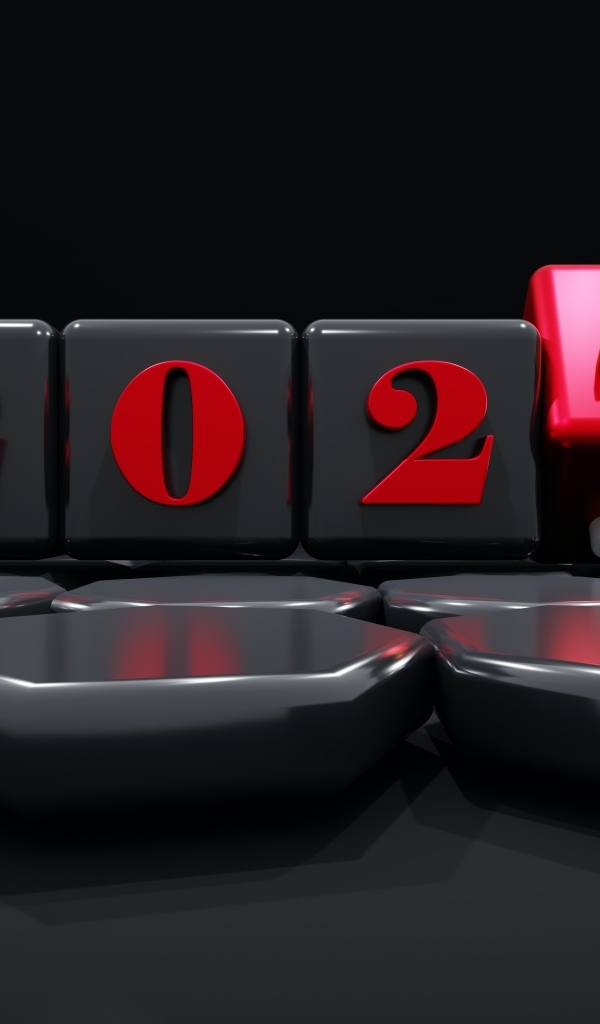 Кубы с цифрами 2024 на черном фоне