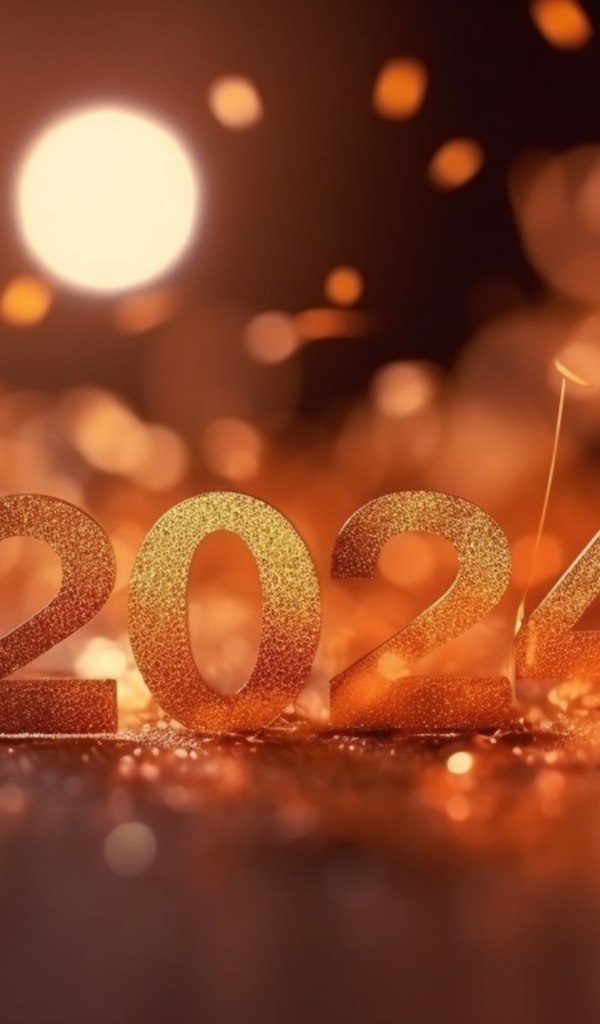 Цифры 2024 на новый год на ярком фоне