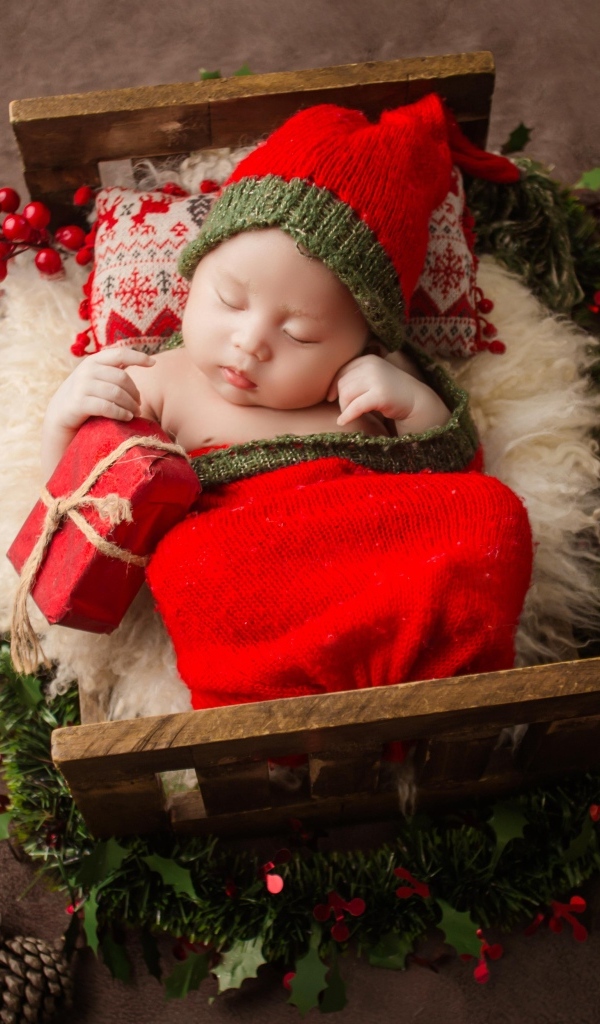 Рождественское фото спящего ребенка