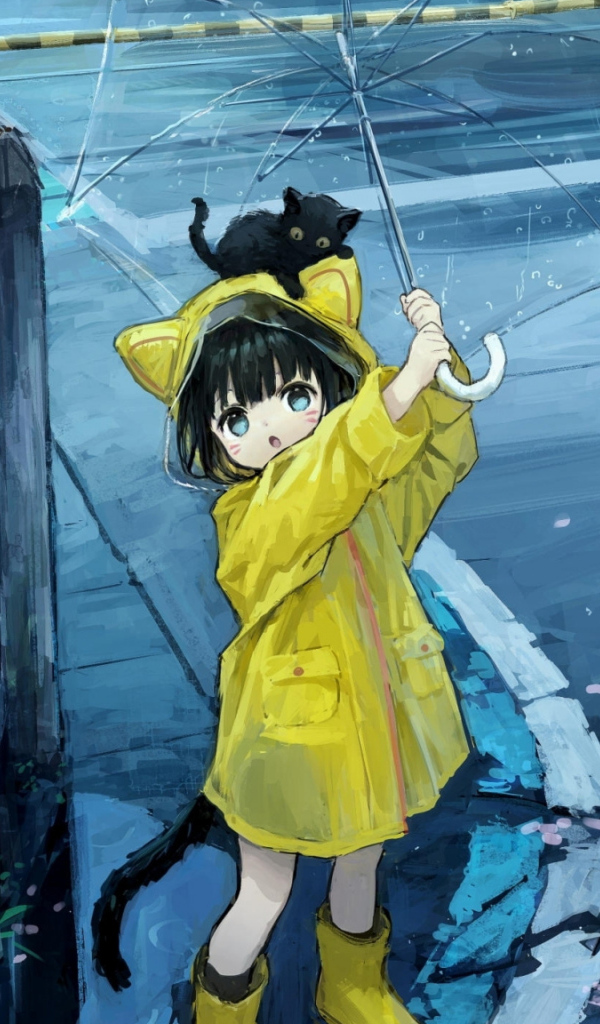 Маленькая девочка аниме с зонтом