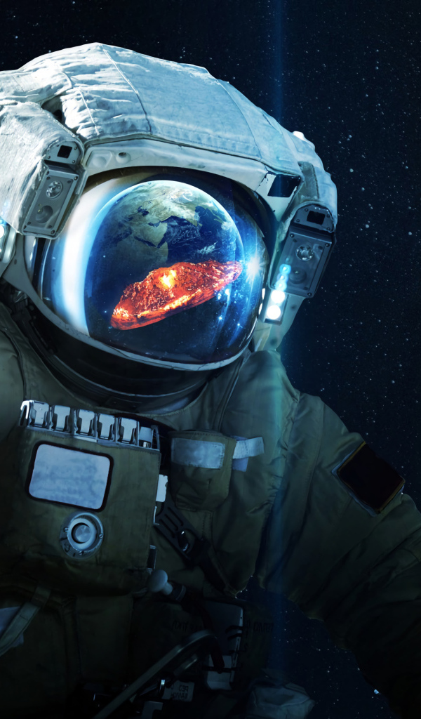 Астронавт смотрит в космосе на вспышку
