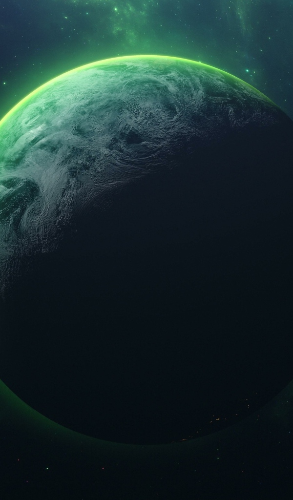 Большая зеленая планета в космосе