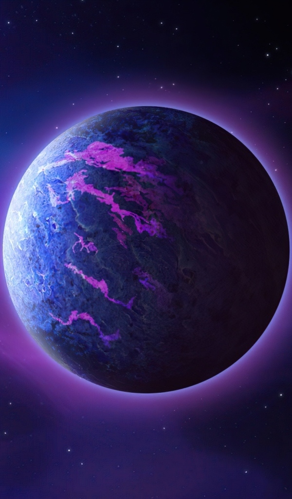 Большая фиолетовая планета в космосе