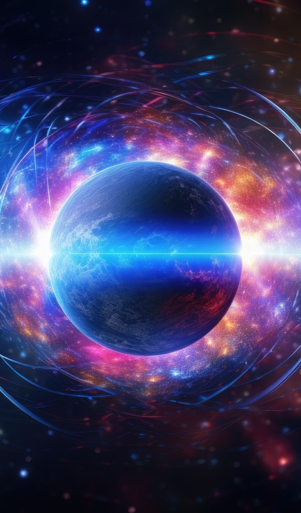 Планета земля в ярких неоновых вспышках