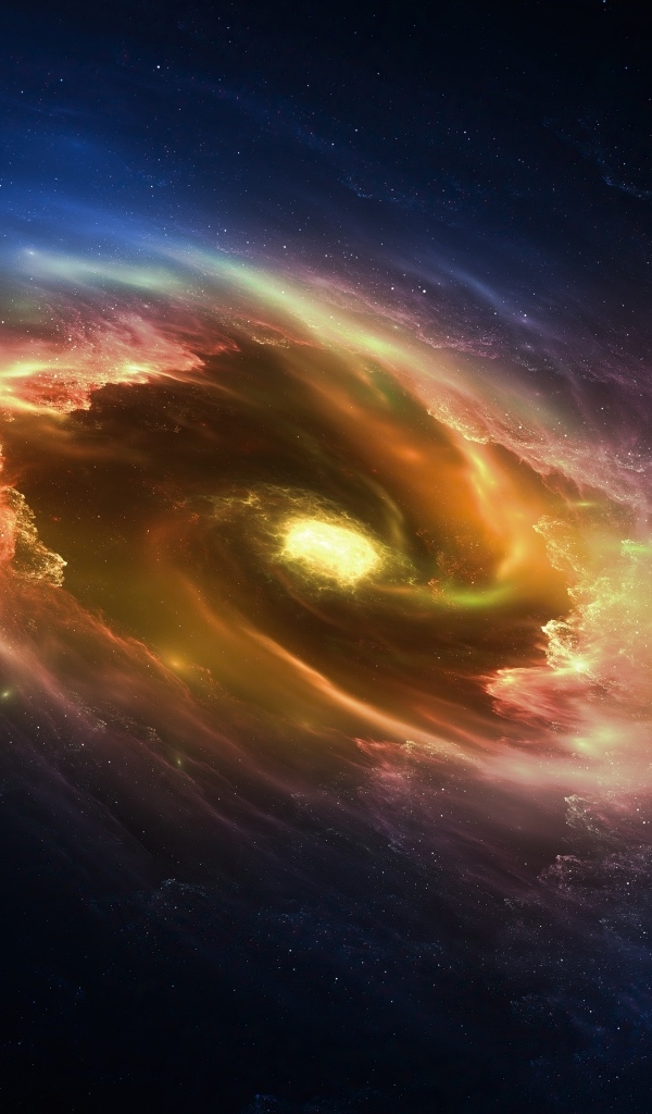 Желтая спиральная галактика в космосе