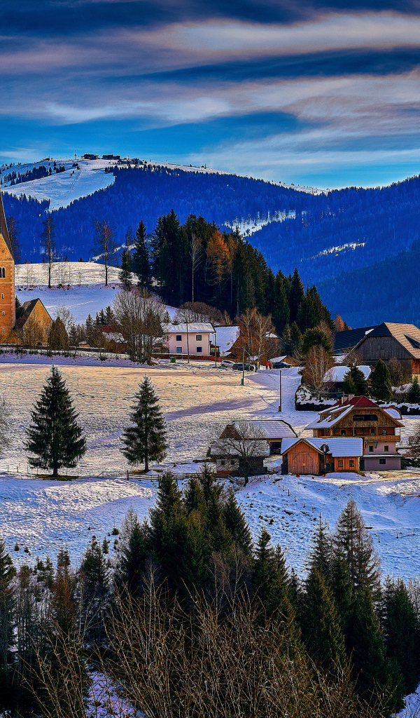 Calm winter city in the mountains, Austria