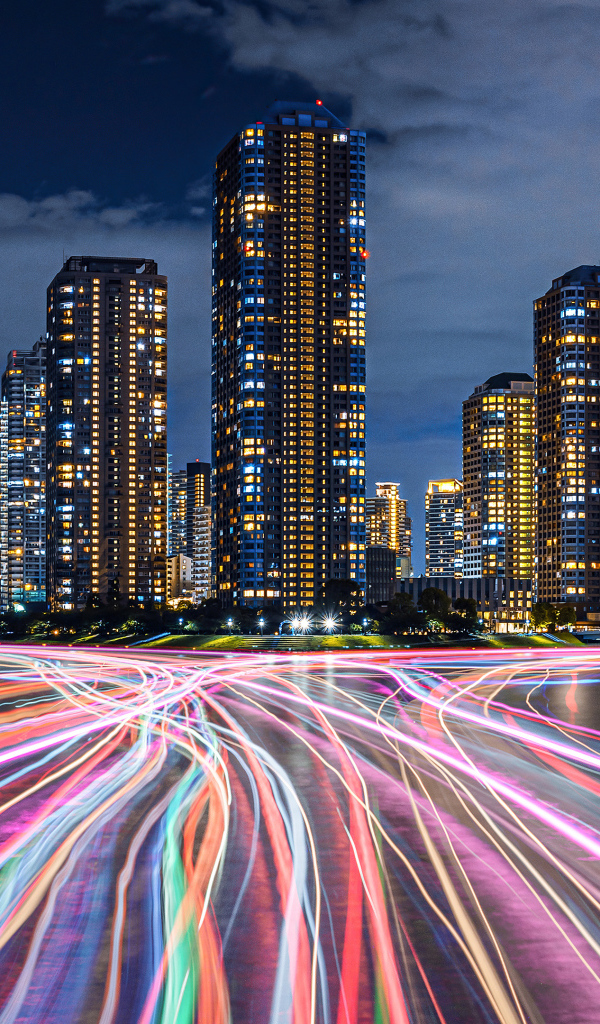 Ночные небоскребы Токио, Япония