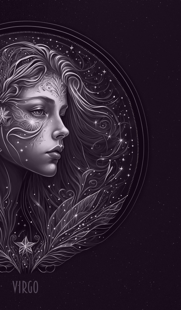 Знак зодиака дева на черном фоне