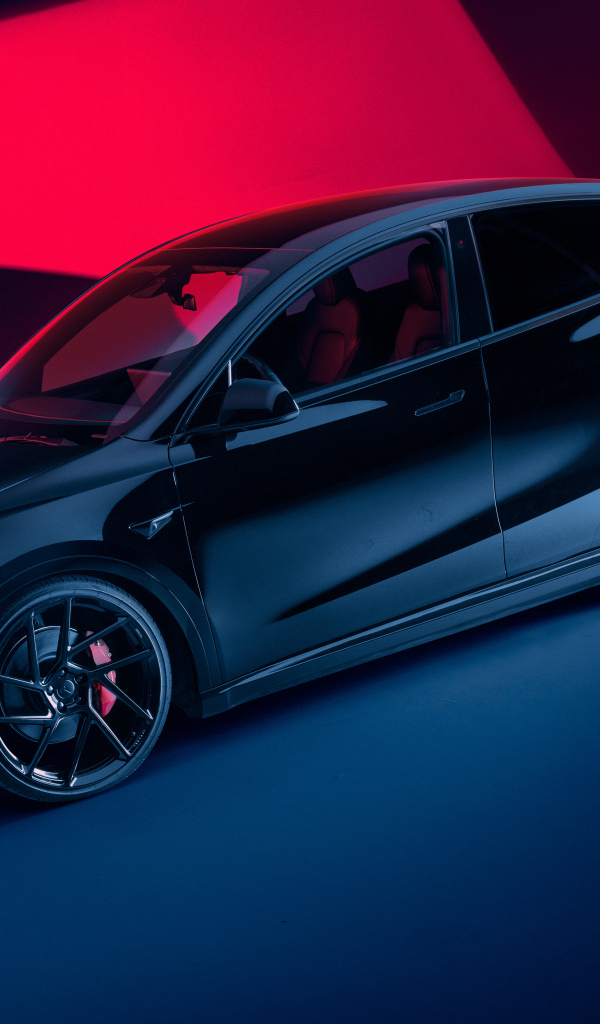 Черный автомобиль Novitec Tesla Model Y 2023  года