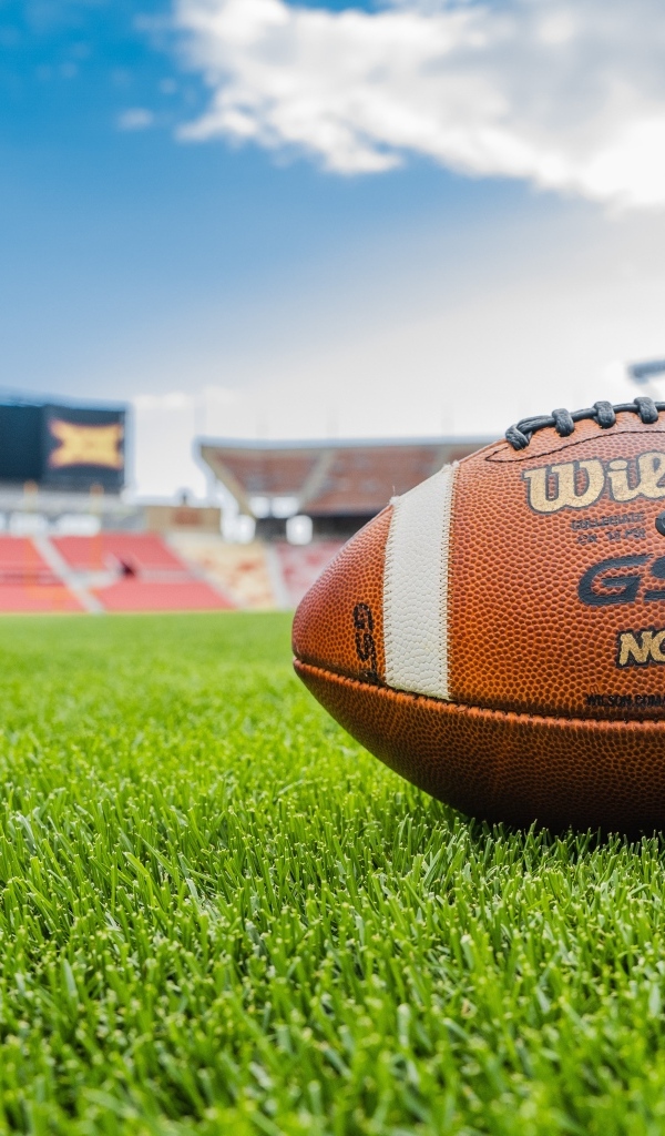 Мяч для американского футбола на поле