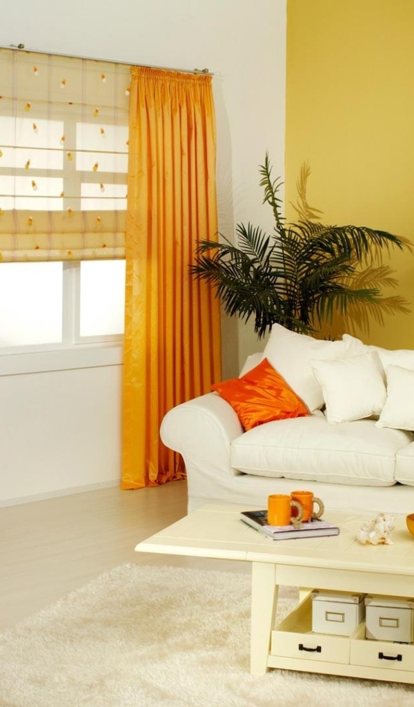 Дизайн гостиной в оранжевом стиле