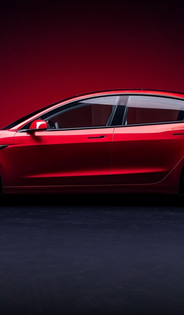 Автомобиль Tesla Model 3 2023 года вид сбоку