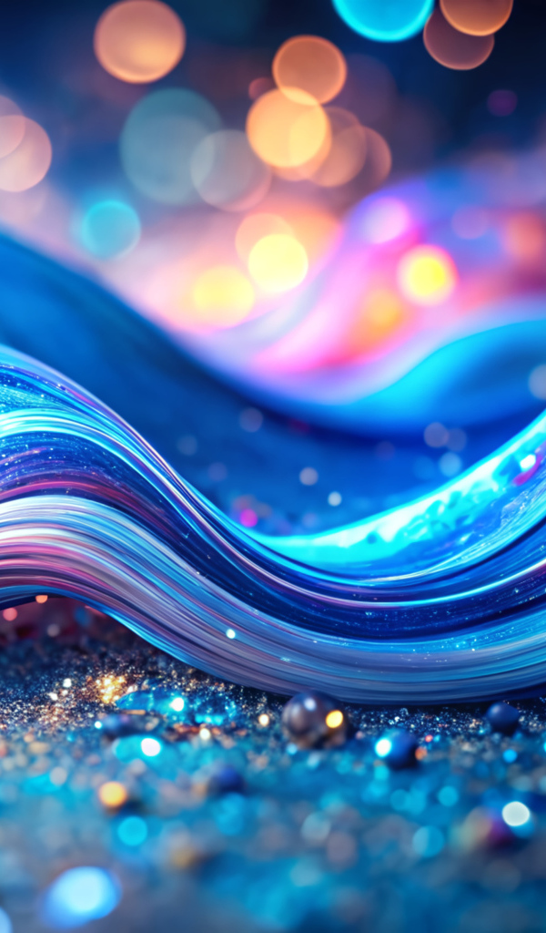 Абстрактная неоновая волна с блестками