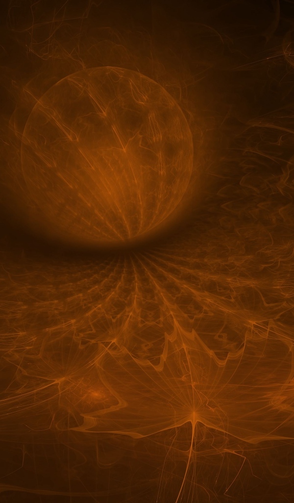 Шар на коричневом неоновом фоне с кленовым листом