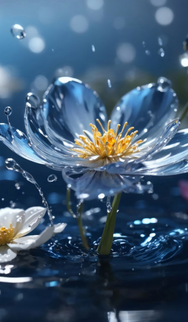 Красивые цветы в воде 3д графика