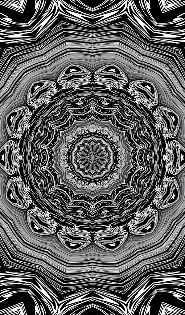 Черно-белый фрактальный узор 