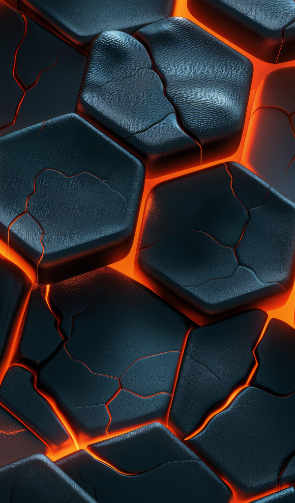 Черные потрескавшиеся соты с красной подсветкой