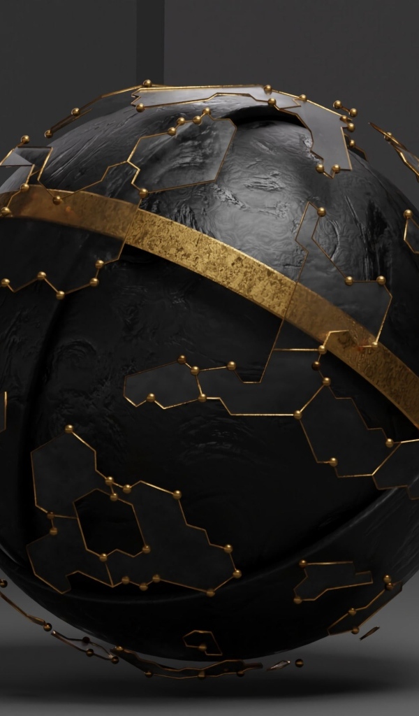 Черный металлический шар с платой