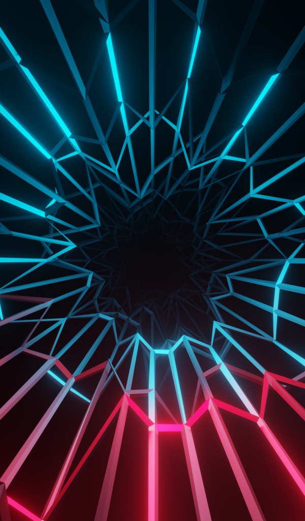 Голубой и розовый фрактальный узор 