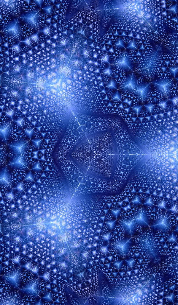 Синий фрактальный рисунок с геометрическими фигурами