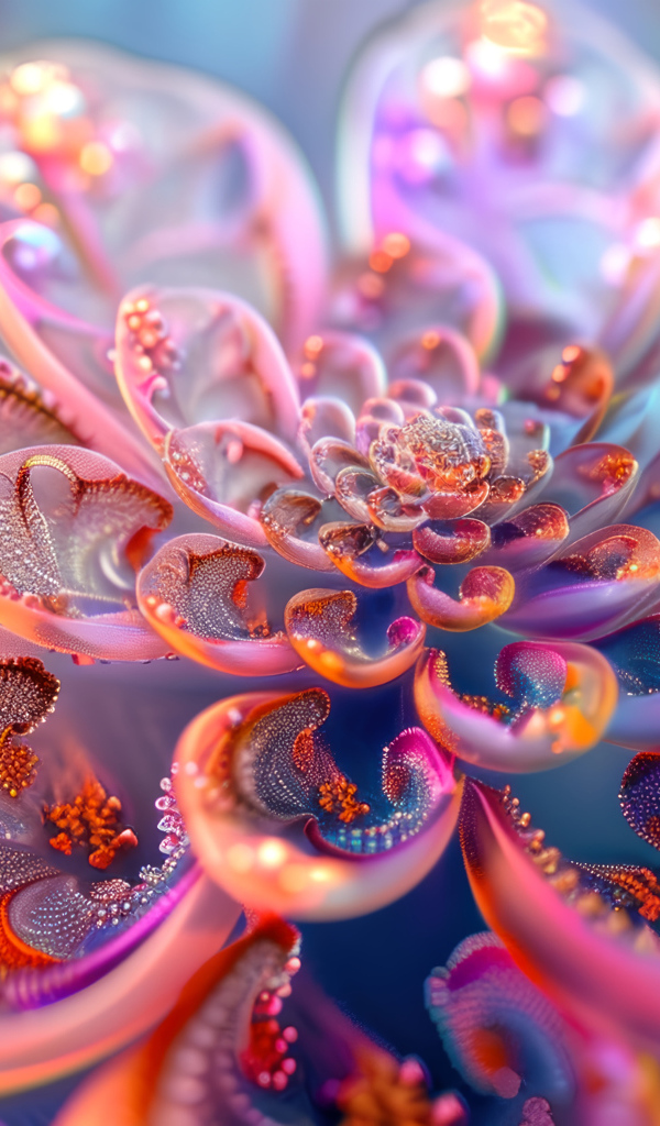 Фантастический фрактальный розовый цветок крупным планом
