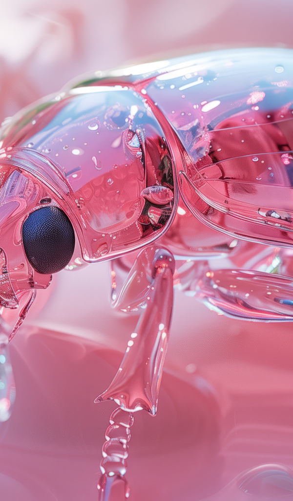 Стеклянный жук на розовом фоне 3д графика