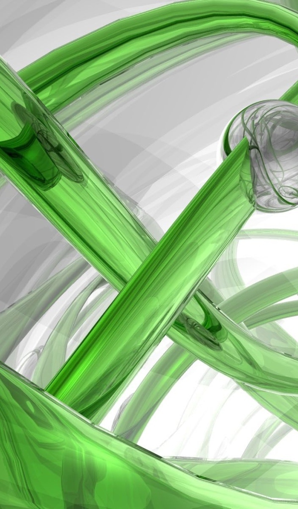 Стеклянная зеленая спираль с серыми шарами